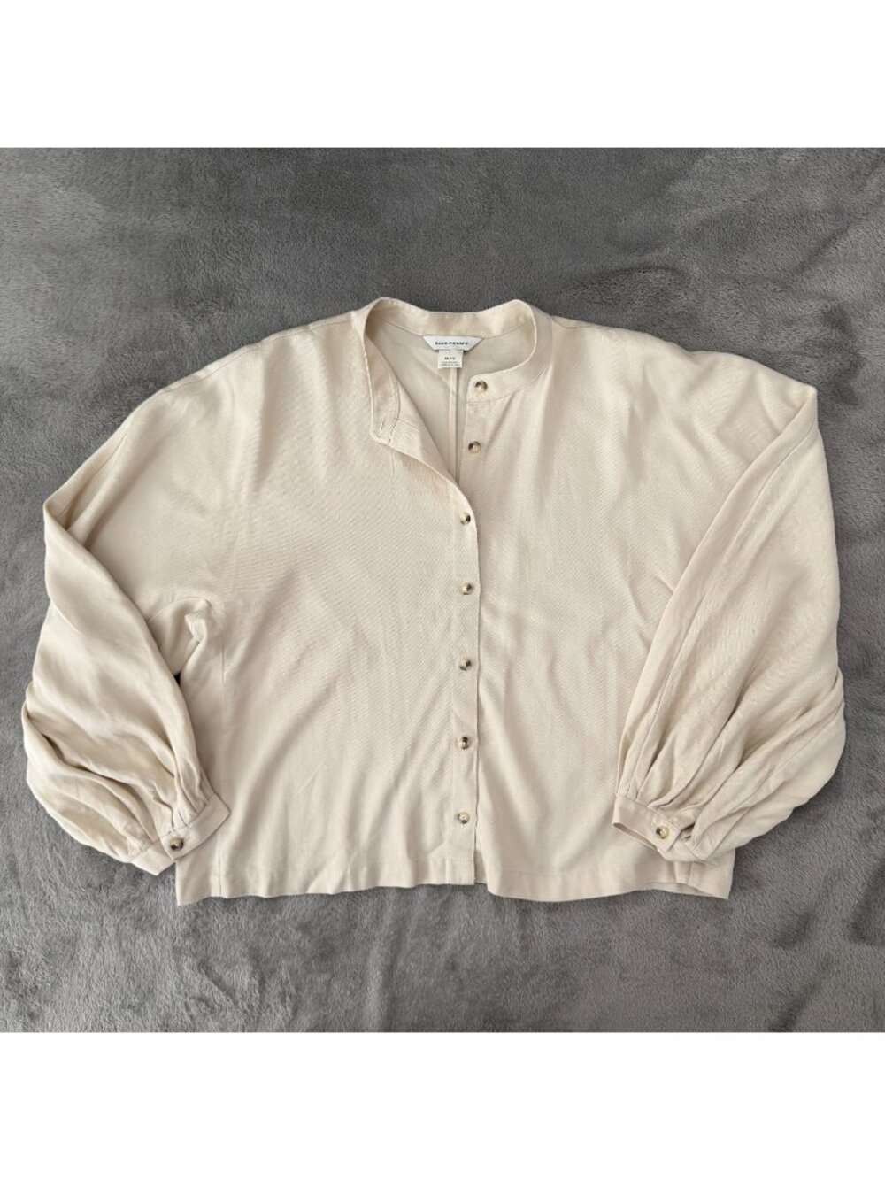 Club Monaco Cream Long Sleeve 100% Lyocell Button Front Blouse XL Capsule